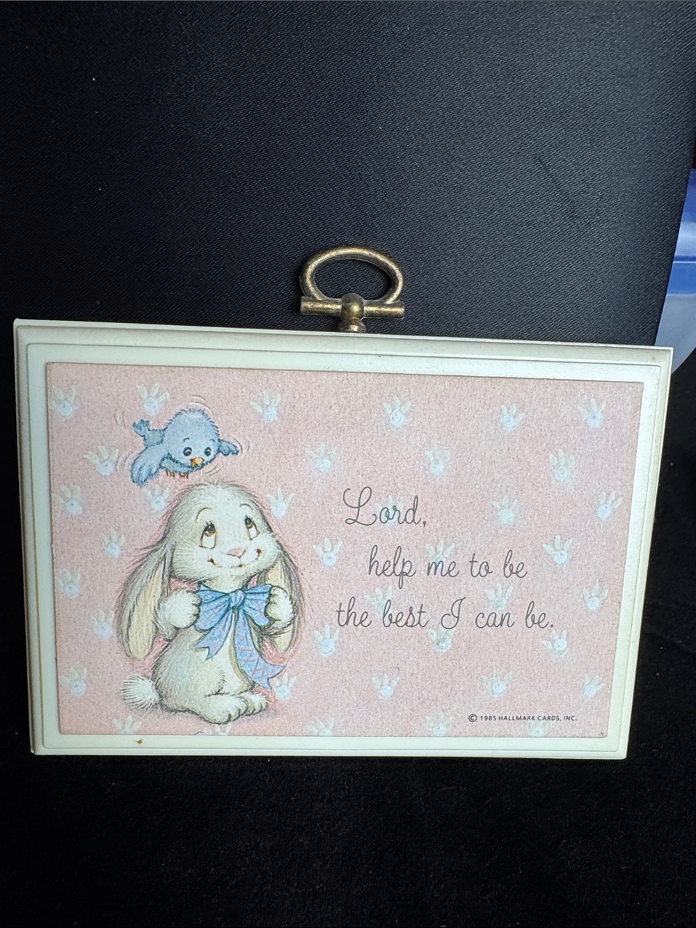 Vintage Hallmark Pink Bunny & Blue Bird Wall Art